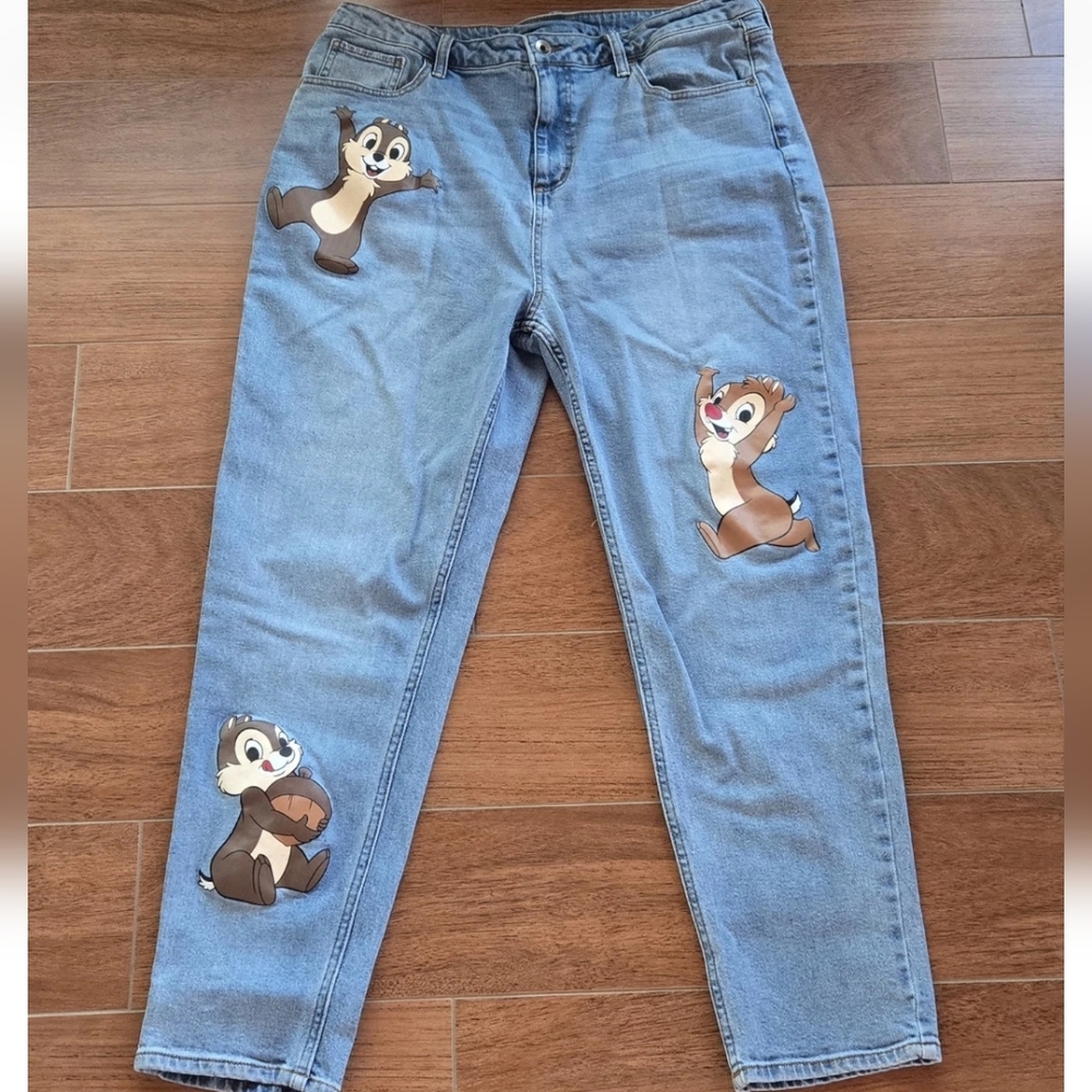 Disney Chip 'N' Dale Hot Topic Jeans Size 15 Medium Wash High Rise Inseam 27"